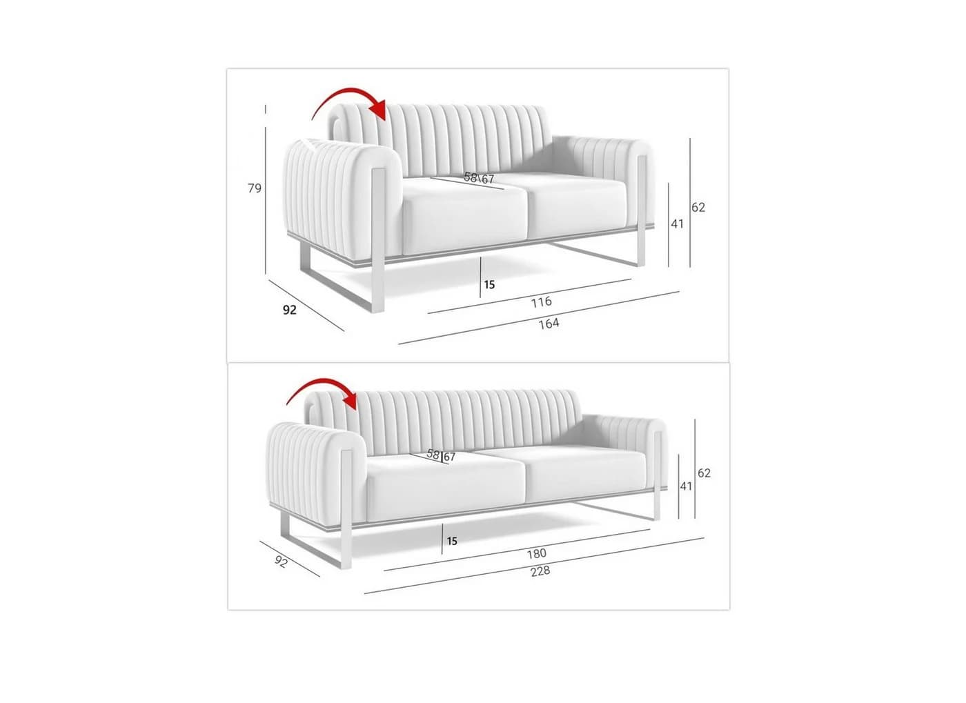 Fun Möbel Sofaset VALERIE 3-2 Beige Stoff Designersofa - Bild 5