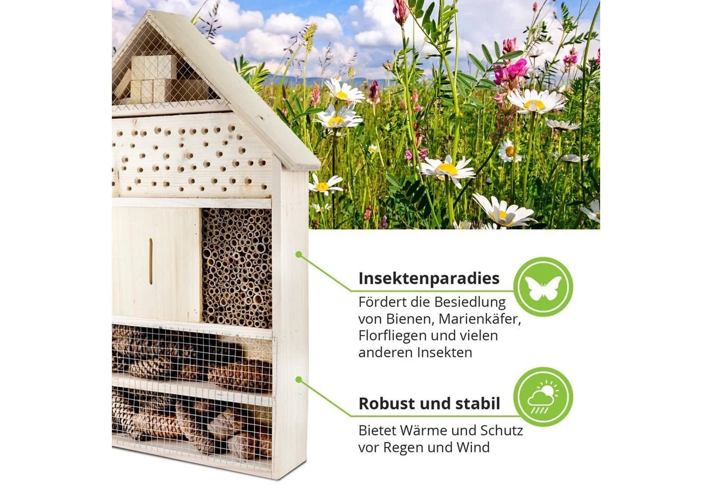 gartenetage Insektenhotel XXL mit Pfählen & Füllmaterial