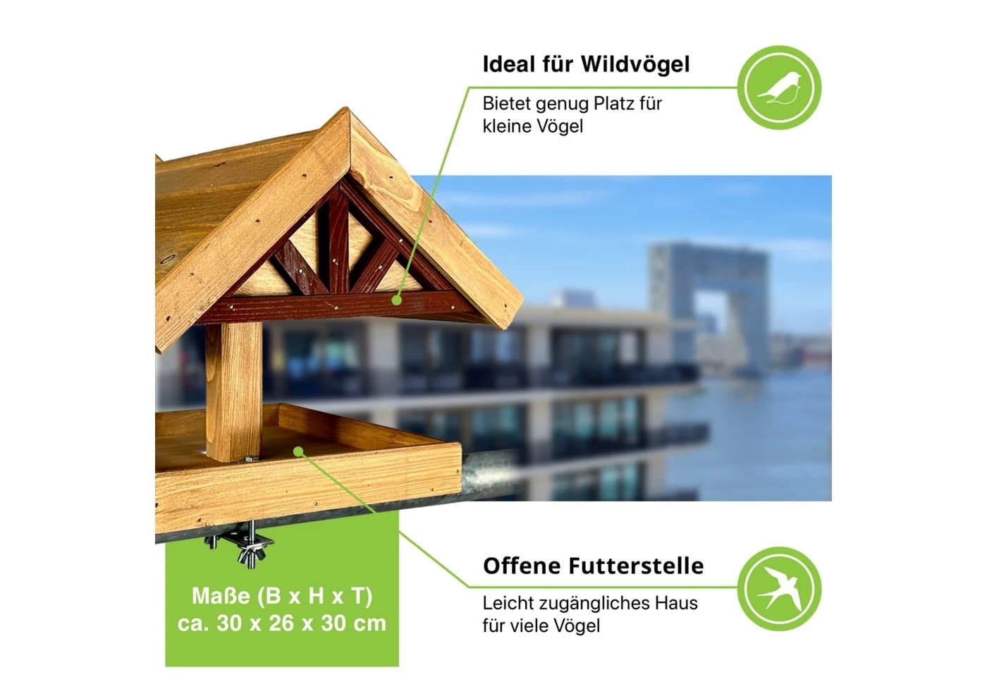 Vogelhaus Balkon-Vogelfutterstelle Wetterfest Handarbeit