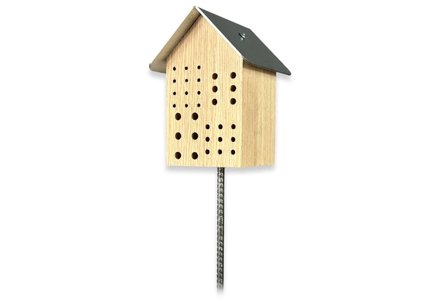 Insektenhotel mit Metalldach aus Eiche für Wildbienen - Bild 2