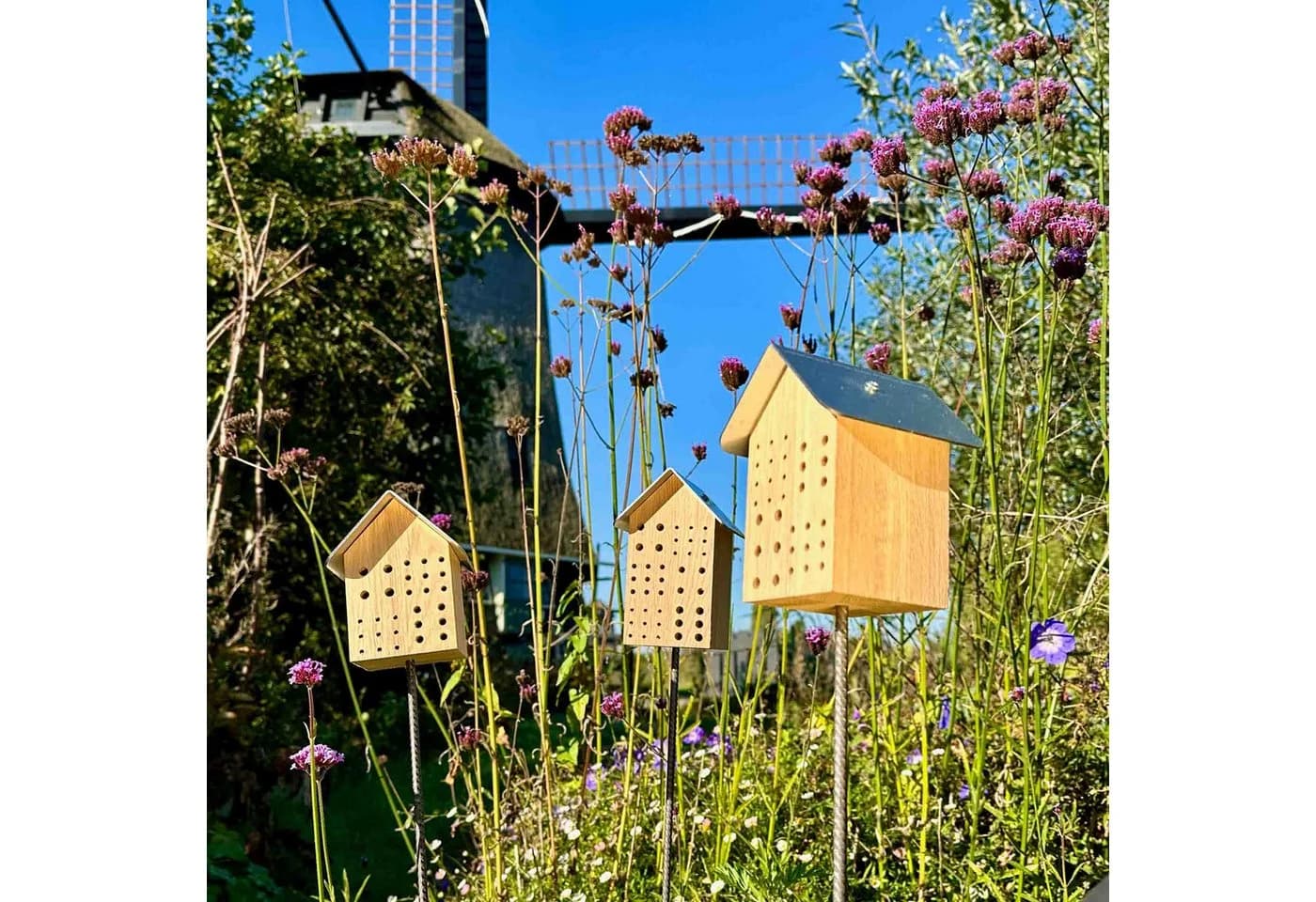 Insektenhotel Wildbienenhotel Eiche mit Metalldach - Bild 5