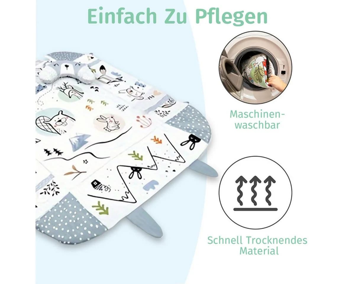 MOPUEA Spielbogen Krabbelmatte mit faltbarem Zaun und abnehmbaren Spielzeugen - Bild 5
