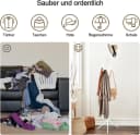 MOPUEA Kleiderständer mit 12 Haken & 2 Bügeln Weiß Stahl Bild 5