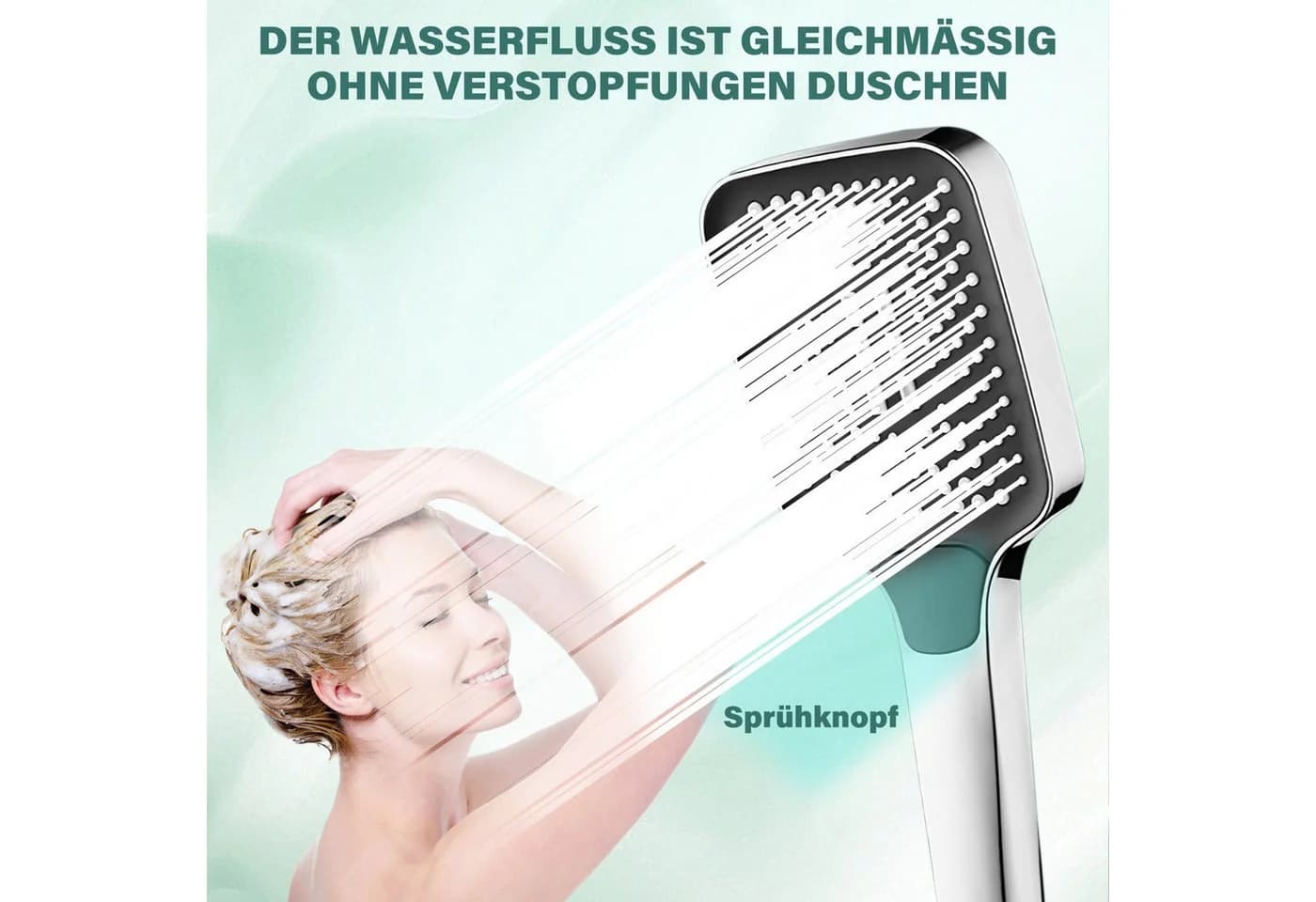 MOPUEA Duschbrause Wassersparend verchromt 3 Strahlarten - Bild 4