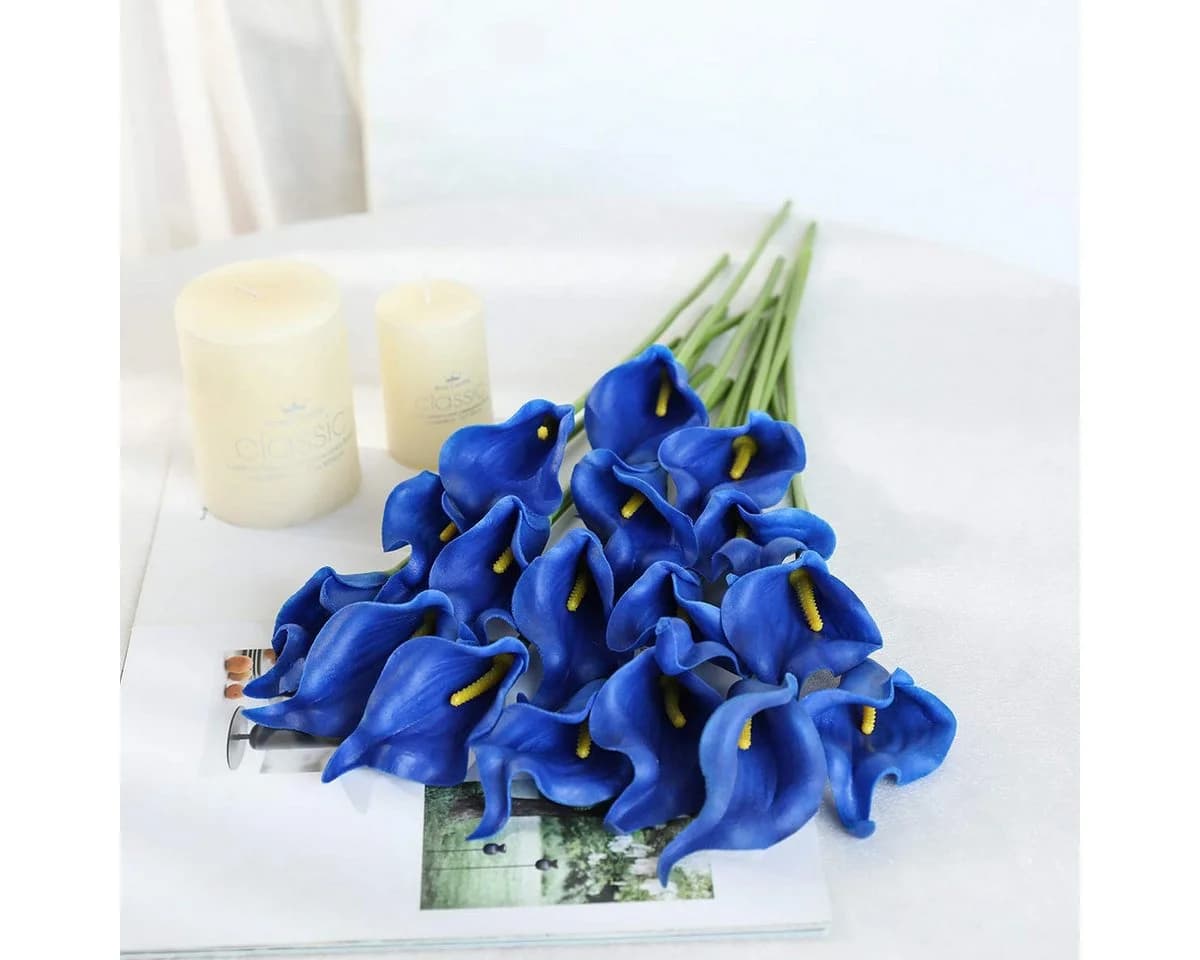 MOPUEA 20-tlg. Künstliche Calla-Lilie Blau Hochzeitsstrauß
