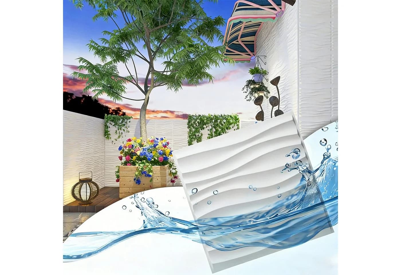 MOPUEA 3D-Wandpaneele 30x30 cm, 15 Stück, Schwarz/Weiß - Bild 4