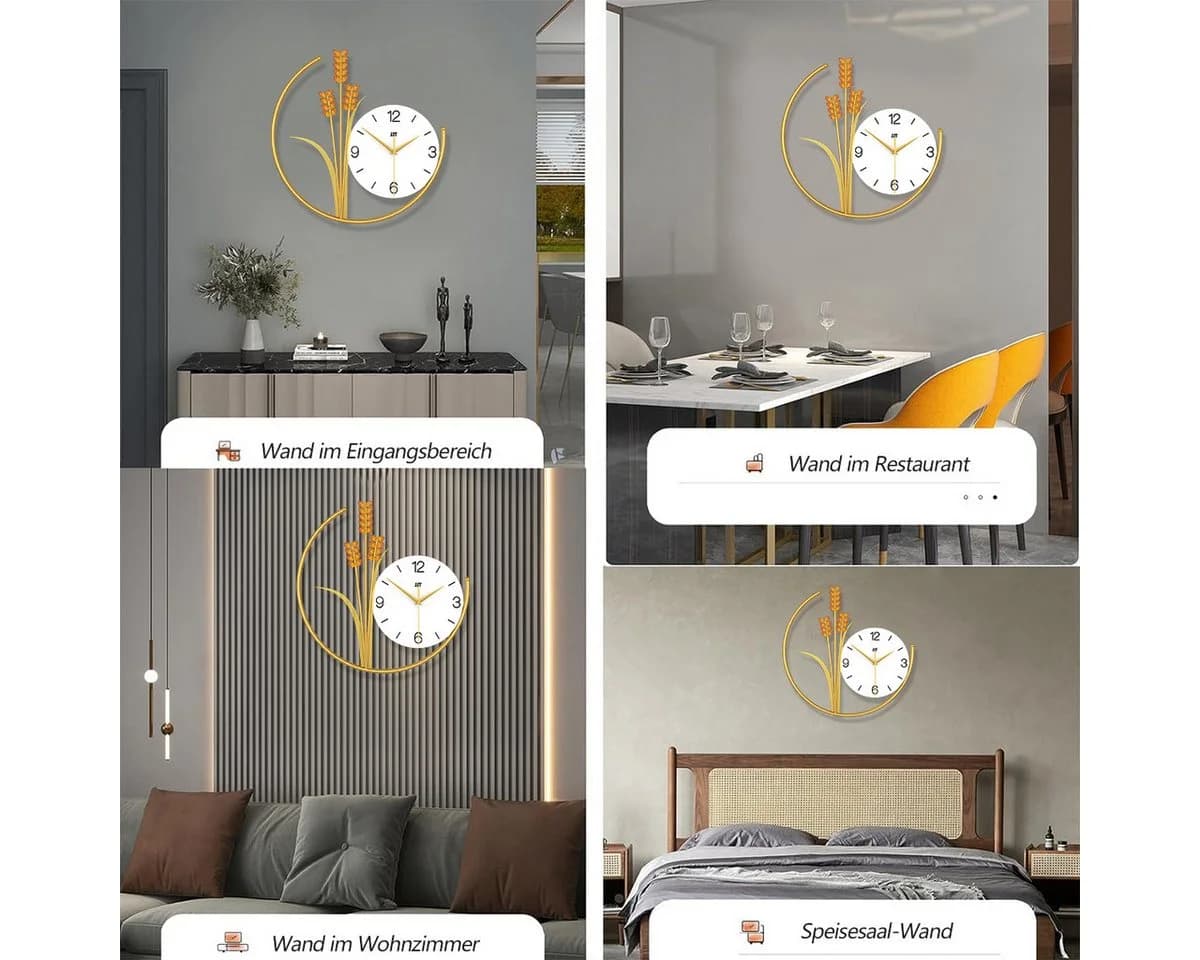 MOPUEA Wanduhr Weizen Design 40x40 cm - Bild 5