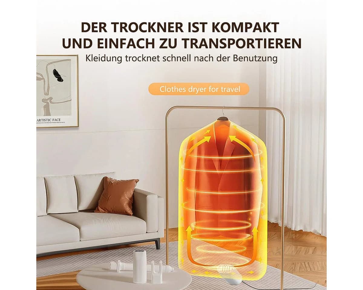MOPUEA Elektrischer Wäschetrockner 10kg 3D-Luftzirkulation Timer Fernbedienung - Bild 3