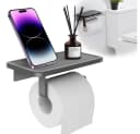 MOPUEA Toilettenpapierhalter mit Ablage Selbstklebend Aluminium Schwarz Bild 2