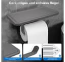 MOPUEA Toilettenpapierhalter mit Ablage Selbstklebend Aluminium Schwarz Bild 3