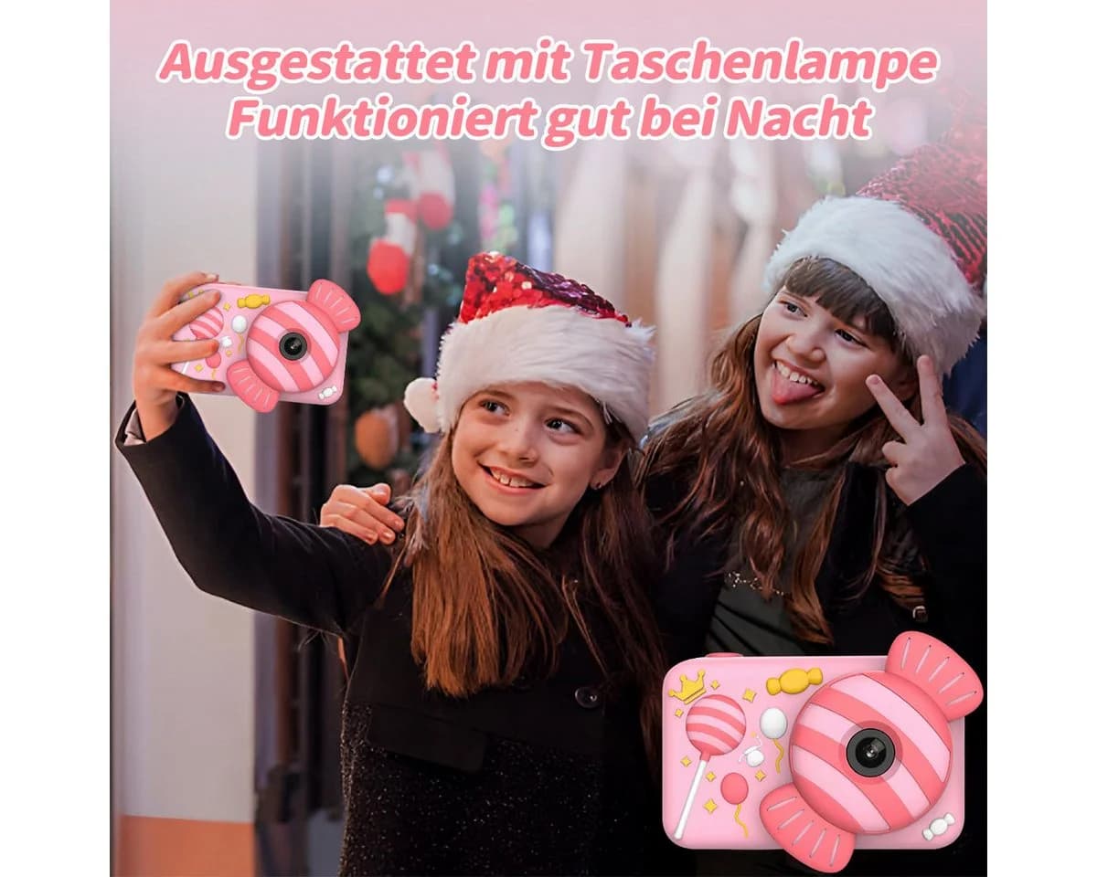 MOPUEA Kinderkamera Mit Doppelobjektiv 1080P 32GB 2 Zoll Bildschirm Kinderkamera