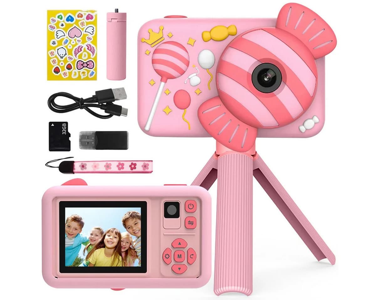 MOPUEA Kinderkamera Mit Doppelobjektiv 1080P 32GB 2 Zoll Bildschirm Kinderkamera - Bild 2