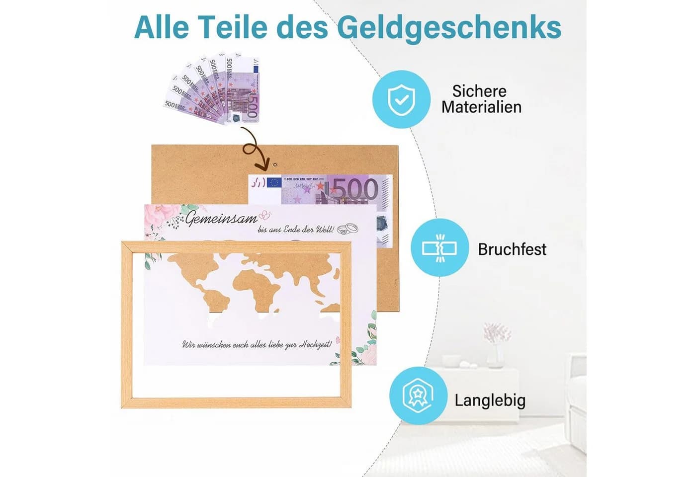 MOPUEA Bilderrahmen Spardose A4 Massivholz - Bild 3