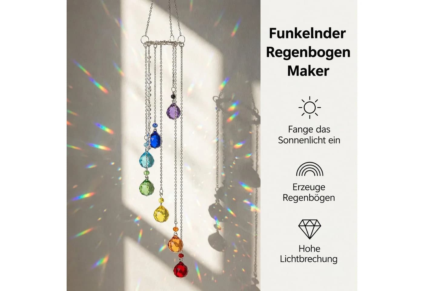 MOPUEA Kristall Sonnenfänger Regenbogen Fensterdekoration 52cm