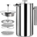 MOPUEA French Press Kanne 1L Edelstahl Silber Bild 2