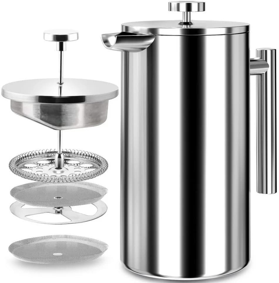 MOPUEA French Press Kanne 1L Edelstahl Silber - Bild 2