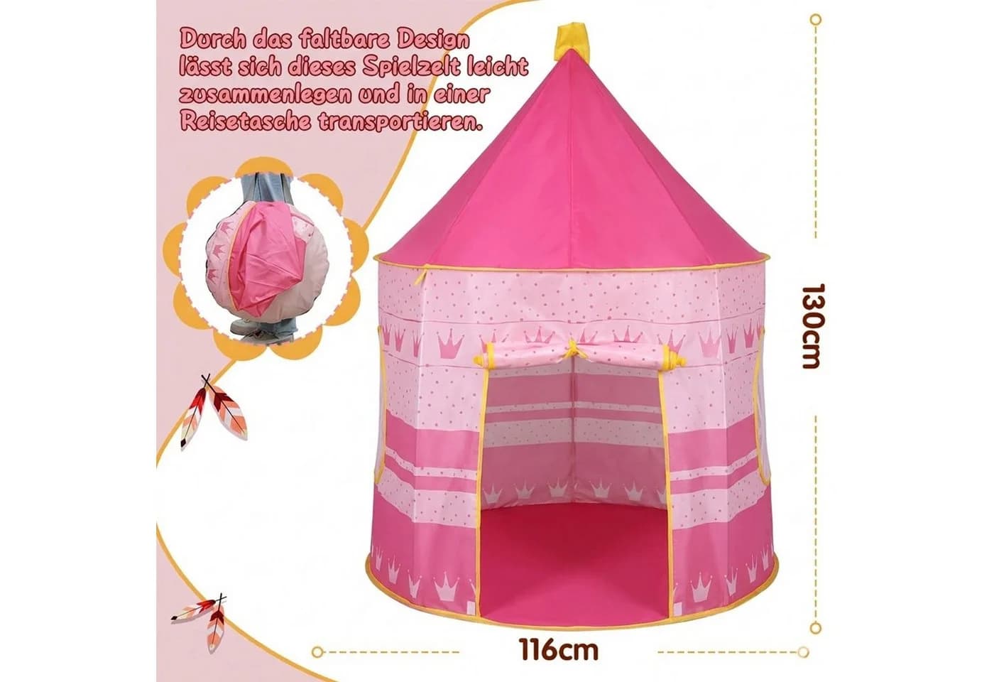 MOPUEA Spielzelt Kinderzeltburg Rosa Prinzessin