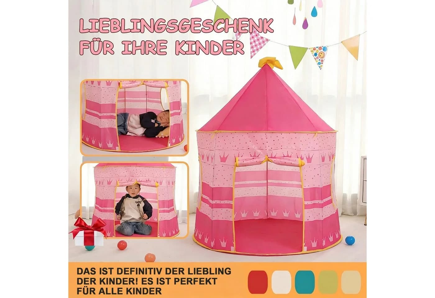 MOPUEA Spielzelt Kinderzeltburg Rosa Prinzessin - Bild 4