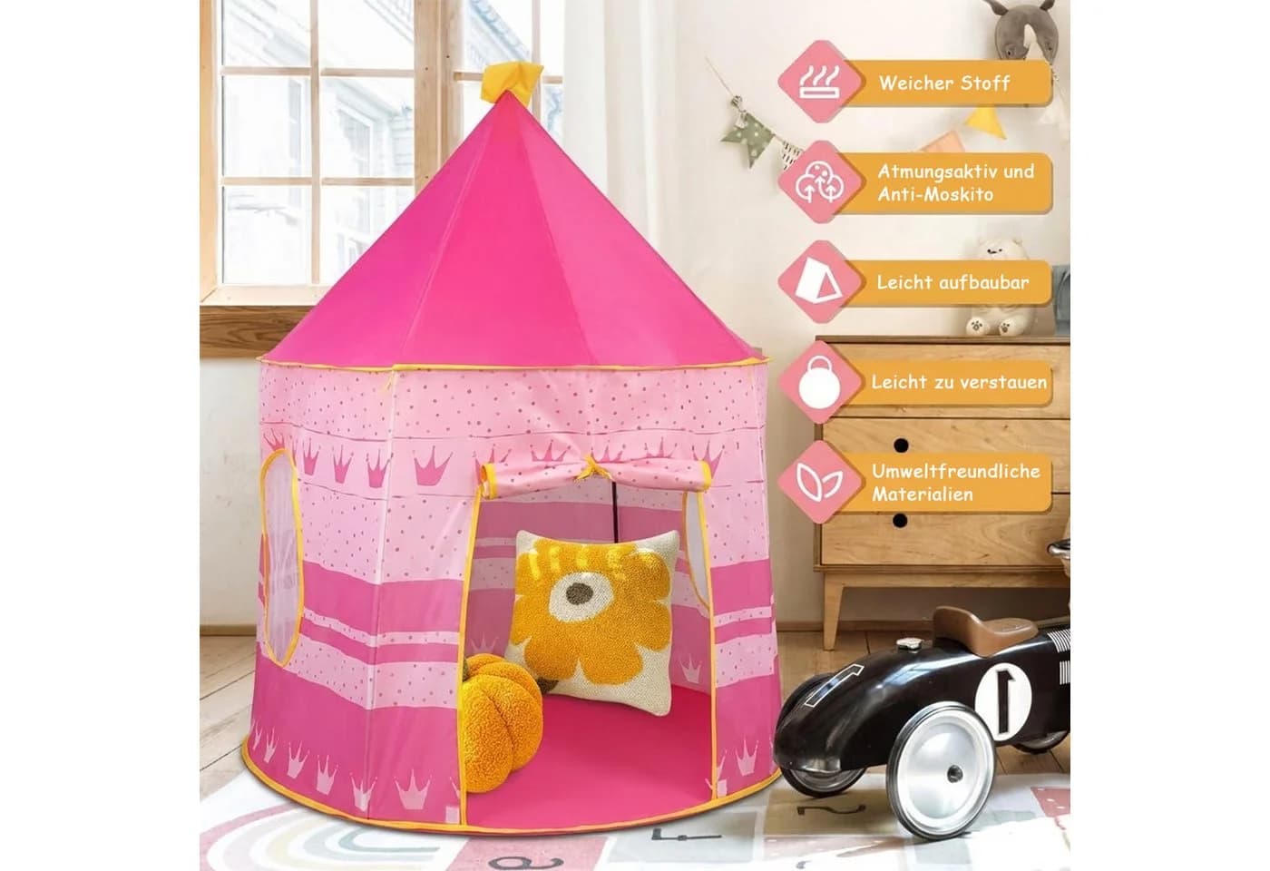 MOPUEA Spielzelt Kinderzeltburg Rosa Prinzessin - Bild 5