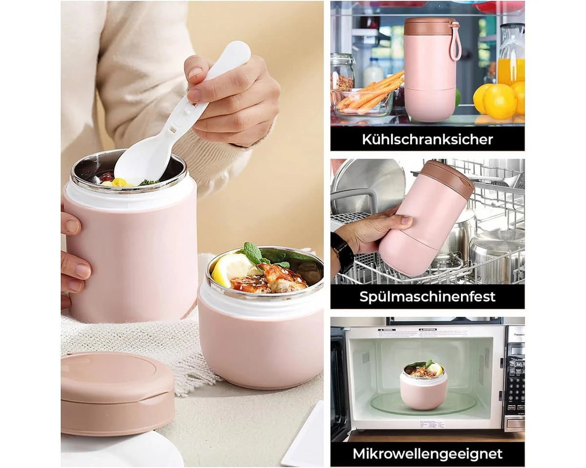MOPUEA Müslibecher To Go 800 ml Edelstahl Thermobehälter mit Griff - Bild 5