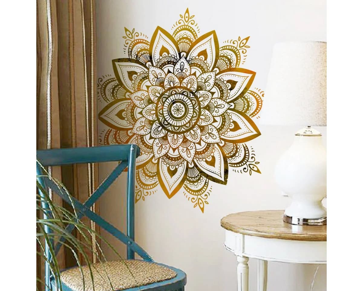 MOPUEA Wandtattoo Blumen Schwarz-Gold PVC Wandaufkleber - Bild 4