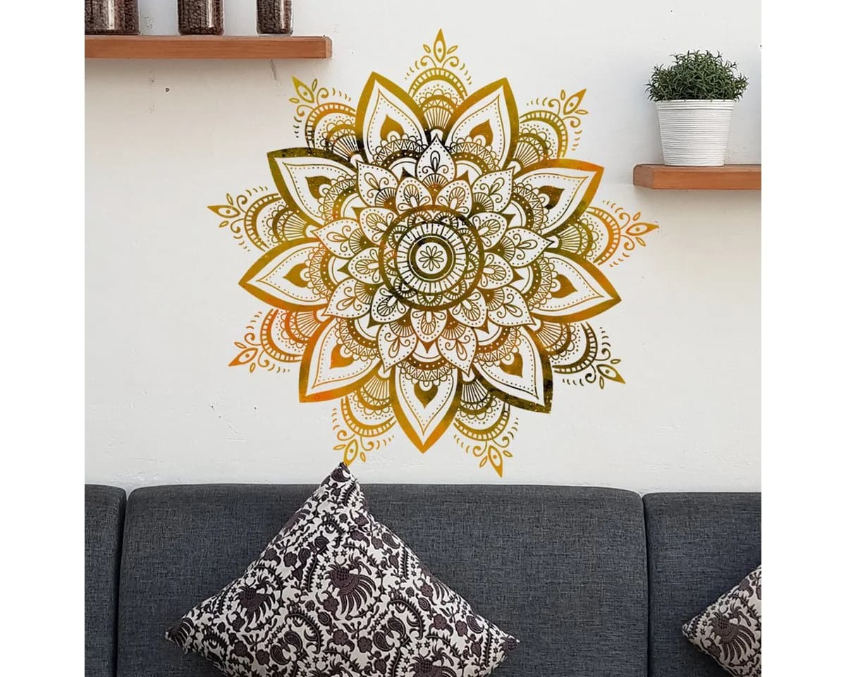 MOPUEA Wandtattoo Blumen Schwarz-Gold PVC Wandaufkleber - Bild 5