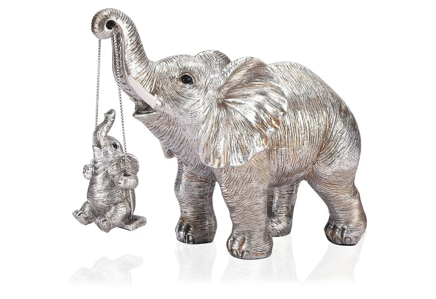 MOPUEA Elefanten Statue Deko Silber/Gold Harz Figur - Bild 2