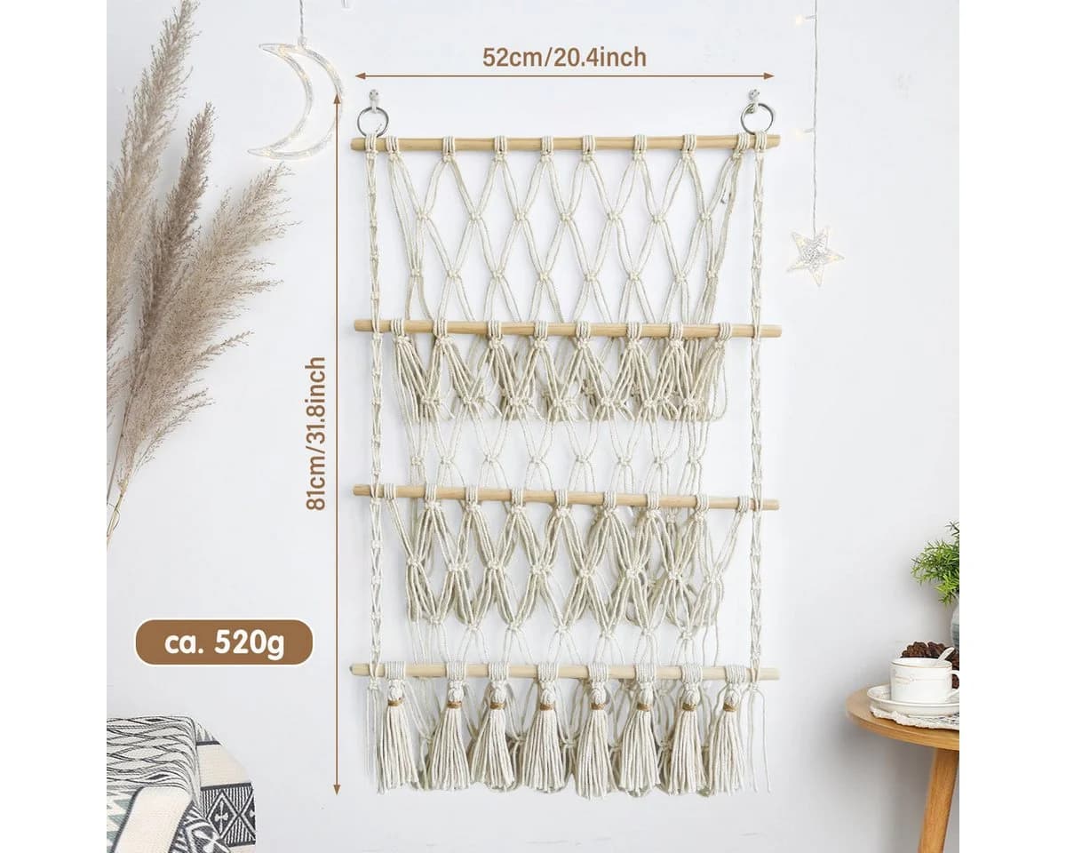 MOPUEA Dreistufiger Hängekorb Spielzeug Organizer Boho