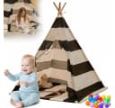 MOPUEA Kinder-Tipi Spielzelt Weiß Gestreift Faltbar Bild 2