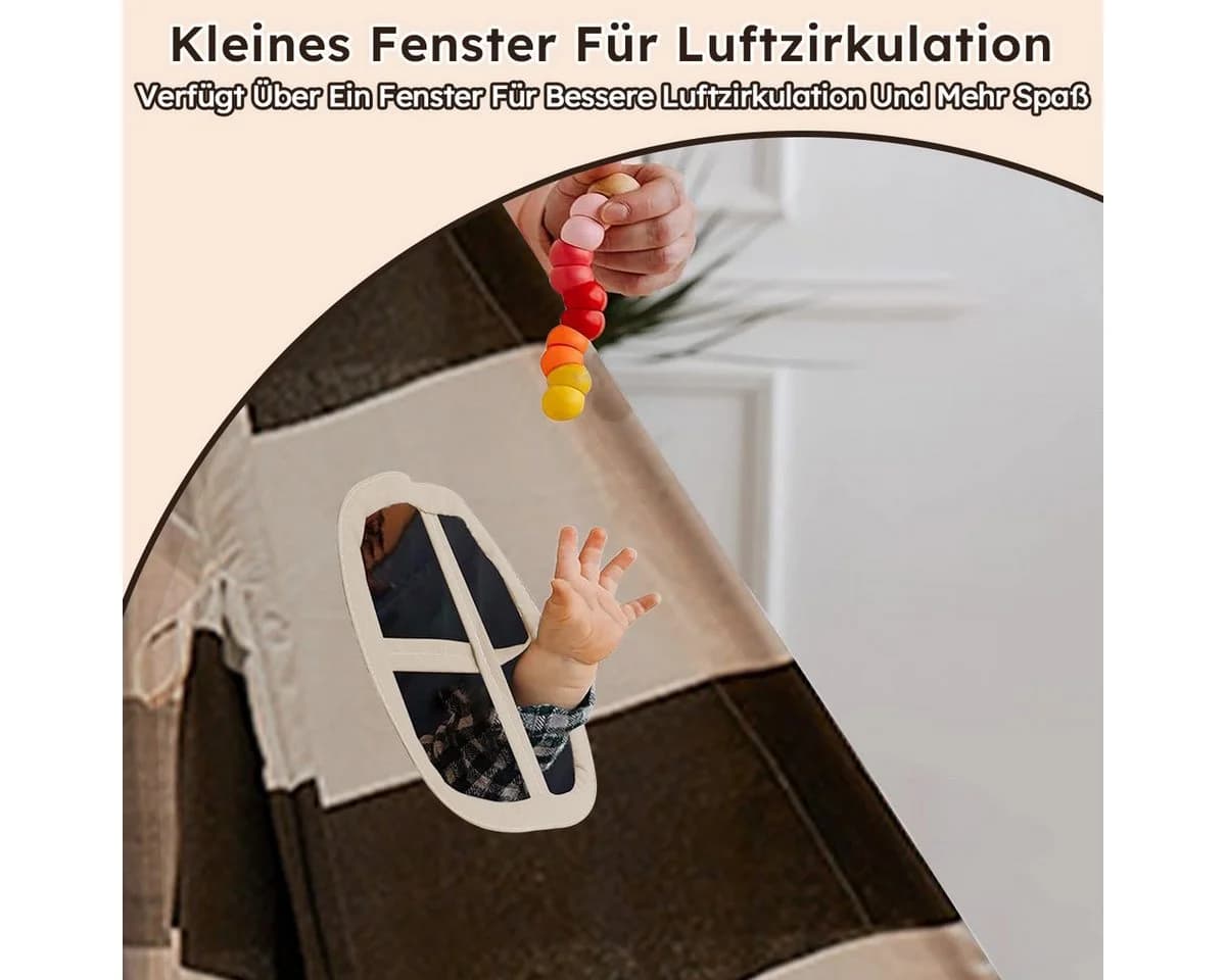 MOPUEA Kinder-Tipi Spielzelt Weiß Gestreift Faltbar - Bild 5