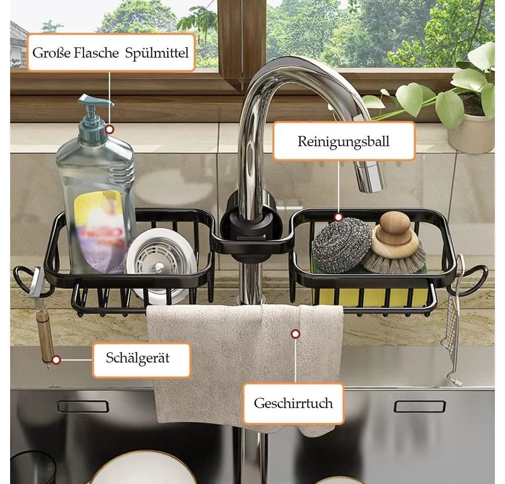 MOPUEA Küchenspüle Caddy Organizer über Wasserhahn hängen Edelstahl