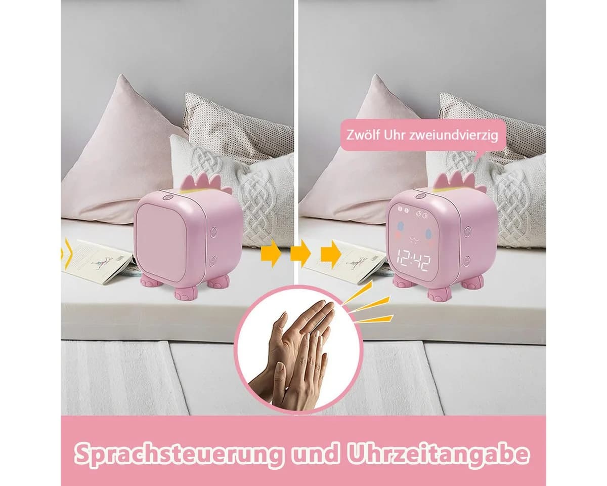 MOPUEA Kinderwecker LED Digital USB Wecklicht Schlaftraining Dinosaurier