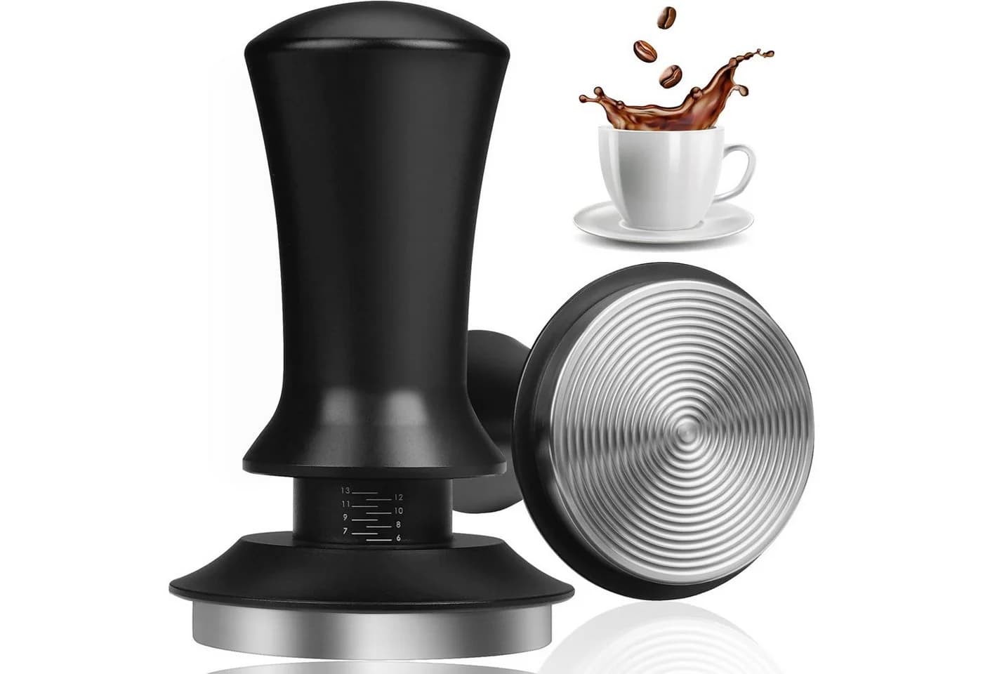 MOPUEA Tamper Kaffee Verdichter 58mm Edelstahl Schwarz - Bild 2