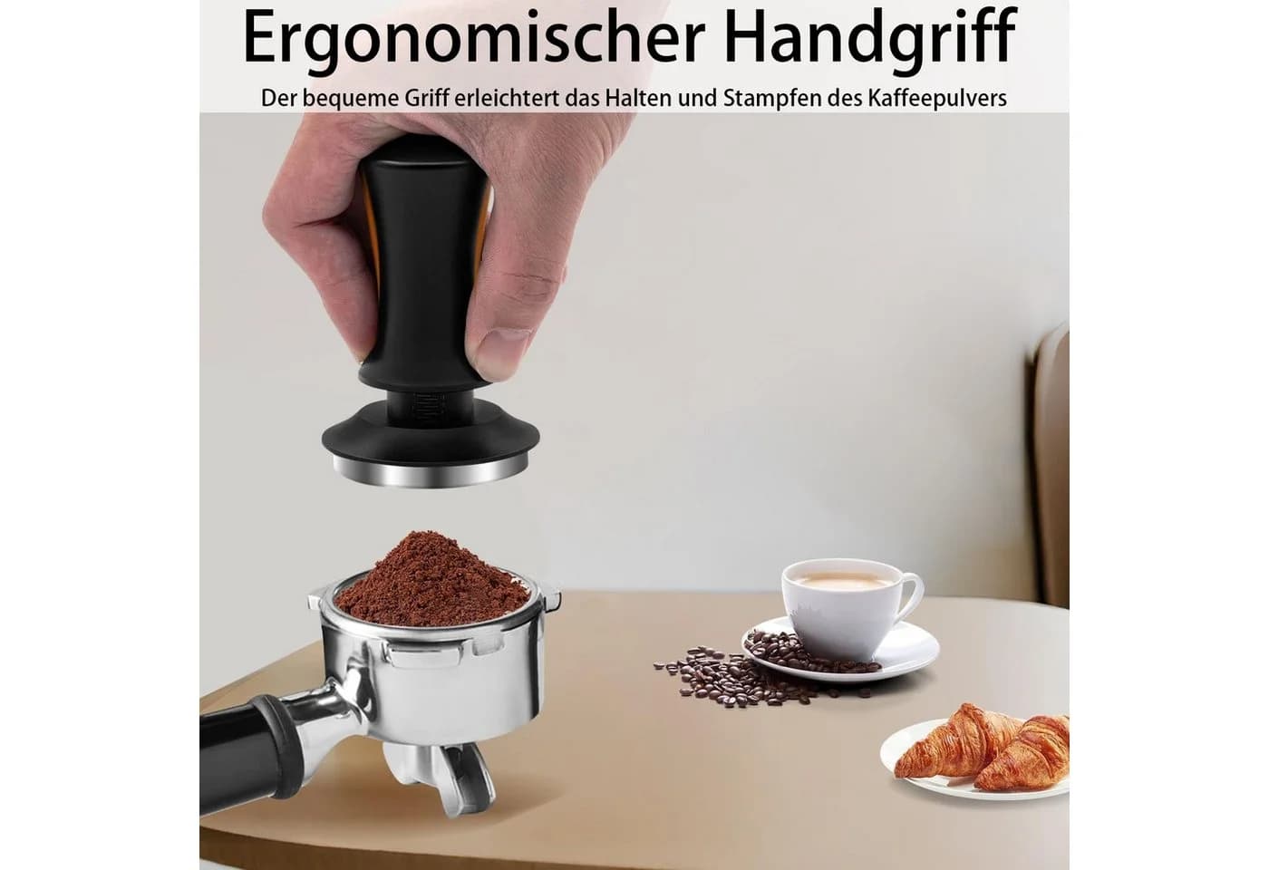 MOPUEA Tamper Kaffee Verdichter 58mm Edelstahl Schwarz - Bild 3