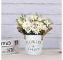 MOPUEA Kunstblumenstrauß Weiß 20cm Seidentuch Blumentopf Bild 1