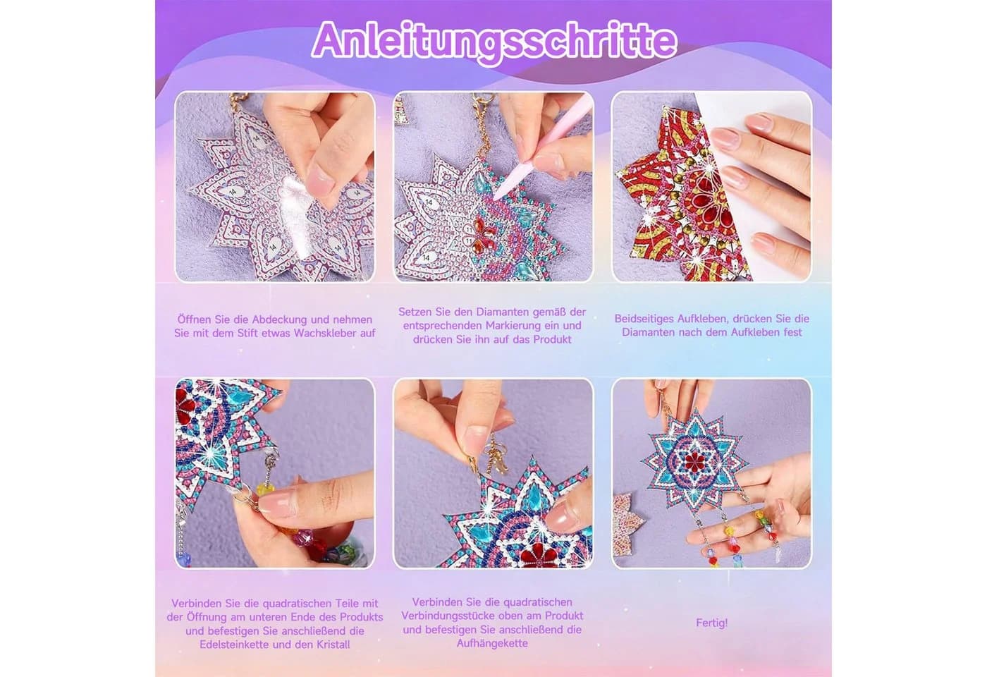 MOPUEA 3-in-1 Diamantmalerei Windspiel DIY Set für Mädchen - Bild 4