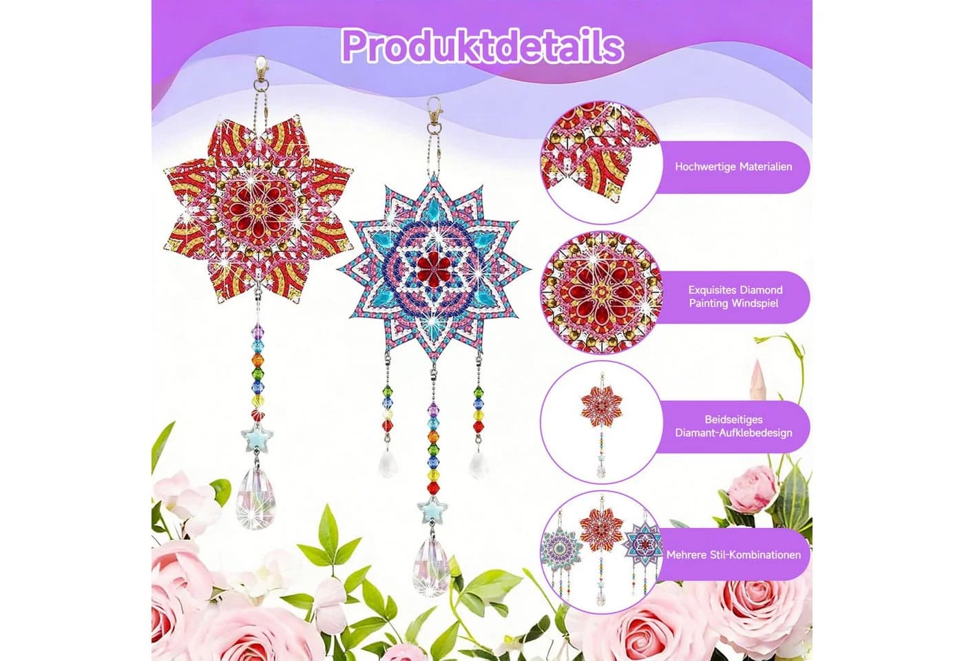 MOPUEA 3-in-1 Diamantmalerei Windspiel DIY Set für Mädchen - Bild 5
