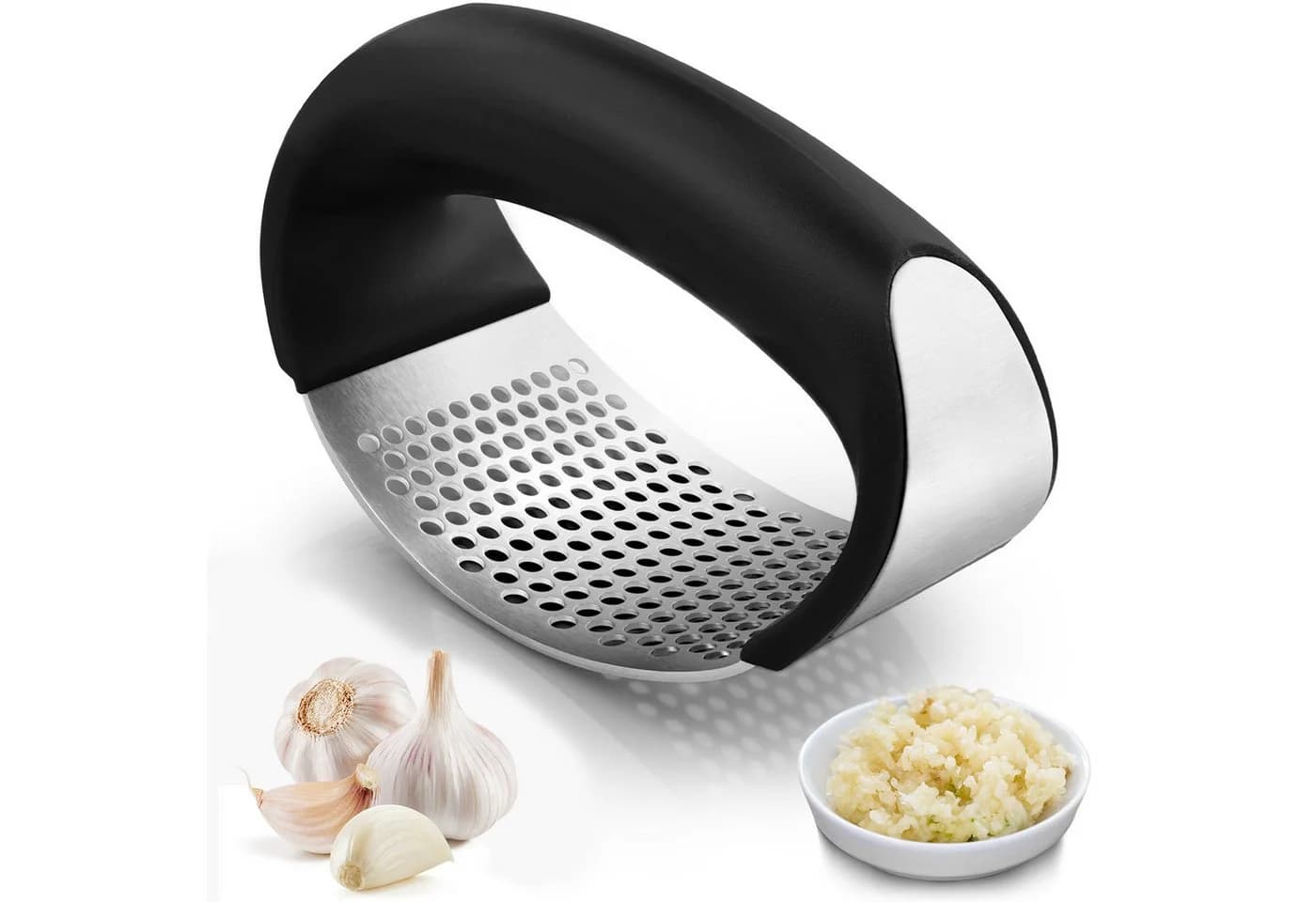 MOPUEA Knoblauchpresse Edelstahl mit Schäler Set Rostfrei - Bild 2
