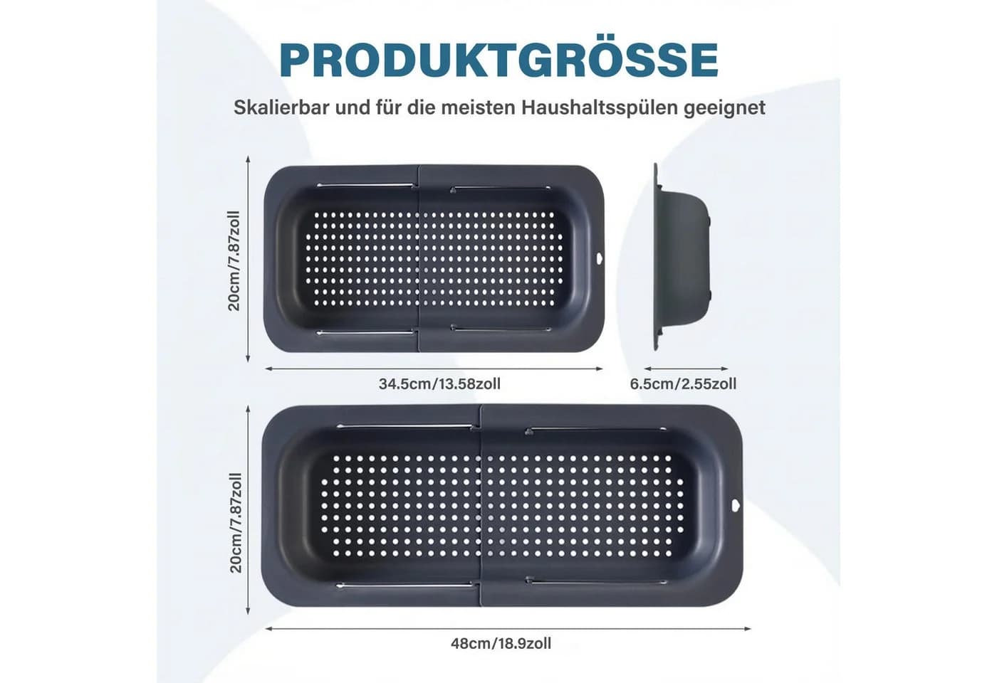 MOPUEA Ausziehbares Küchensieb Verstellbar PP Kunststoff