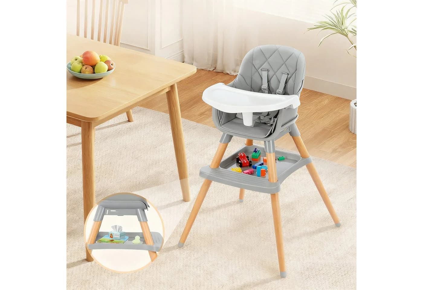 Ezebaby Kinderstuhl 6-in-1 multifunktionaler Kinderstuhl mit Ablage - Bild 4