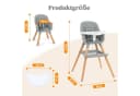 OUNUO Kinderstuhl 6-in-1 mit 5-Punkt-Gurt, Tablett und Ablage Grau Bild 1