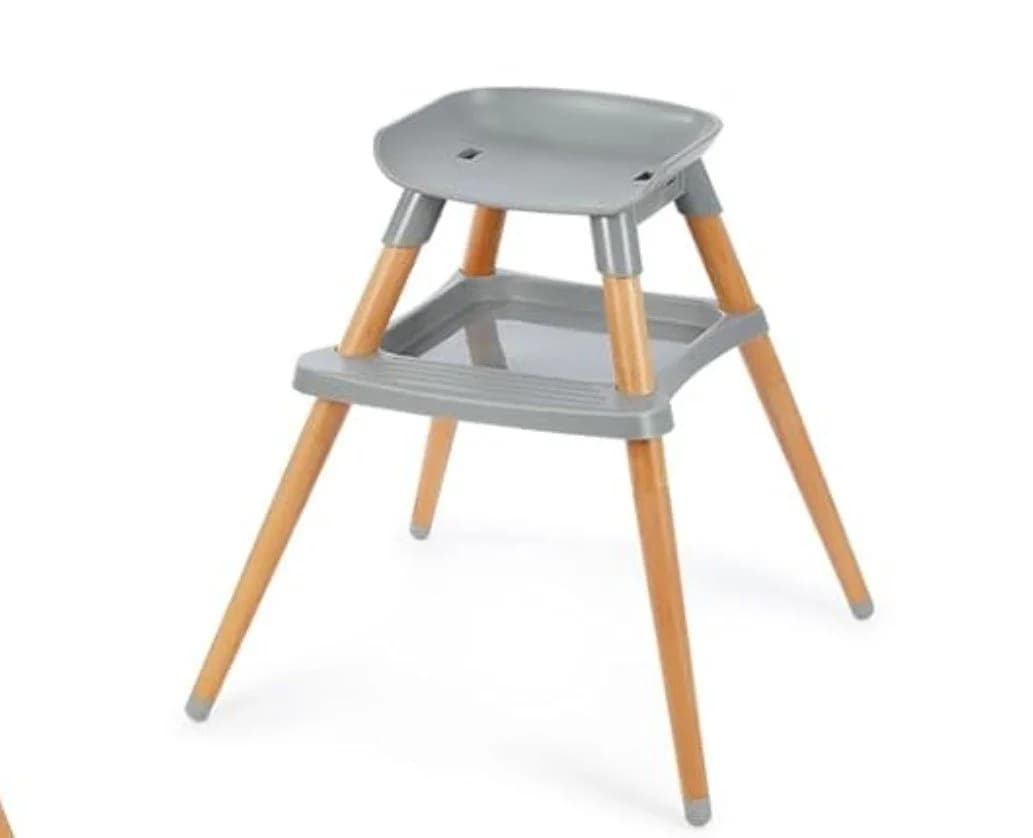 OUNUO Kinderstuhl 6-in-1 mit 5-Punkt-Gurt, Tablett und Ablage Grau - Bild 4