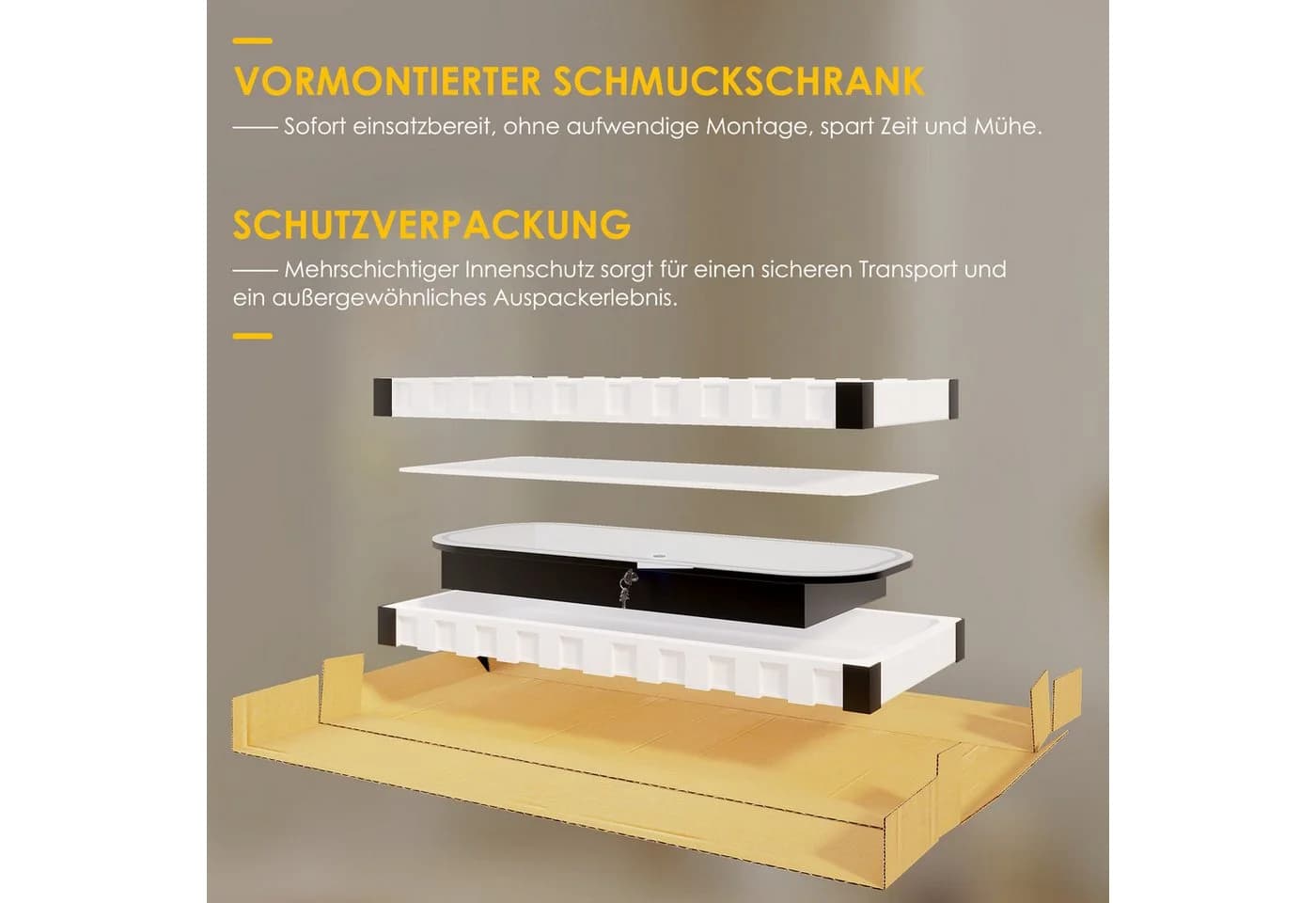 LVSOMT Schmuckschrank LED Oval Schwarz Holzwerkstoff - Bild 4