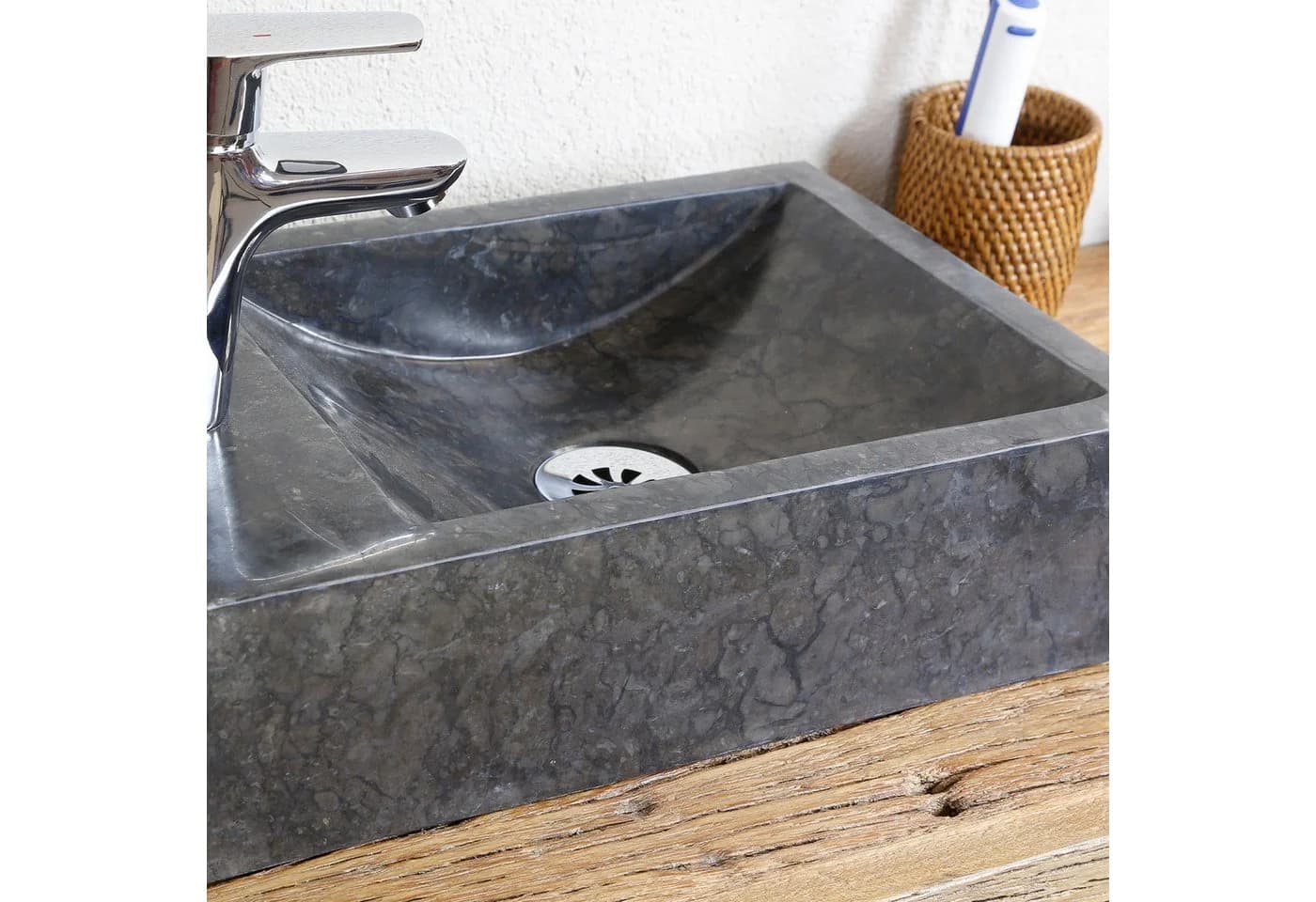 Casa Moro Aufsatzwaschbecken Marmor Schwarz Viereckig - Bild 3