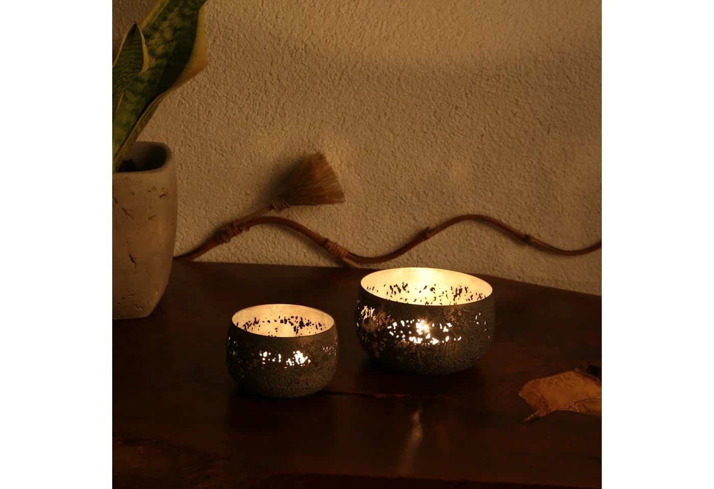 Casa Moro Windlicht 2er Set Teelichthalter Bronze Look Kerzenhalter - Bild 4