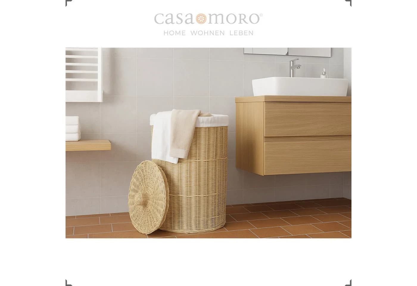 Casa Moro Wäschekorb mit Deckel Rattan 75L Natur - Bild 5