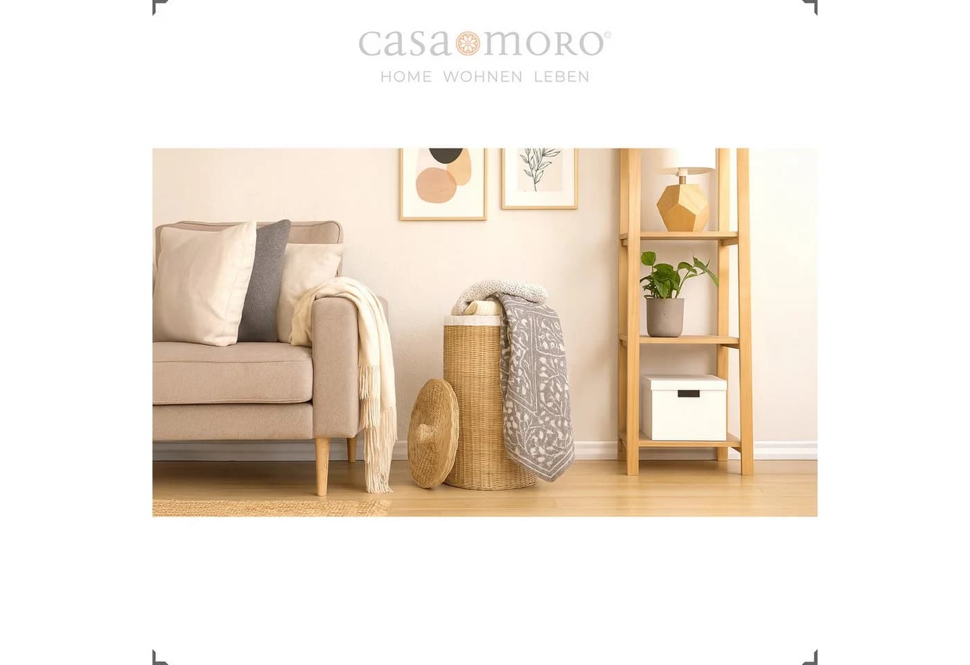 Casa Moro Wäschekorb mit Deckel 50L Rattan Rund Natur - Bild 5