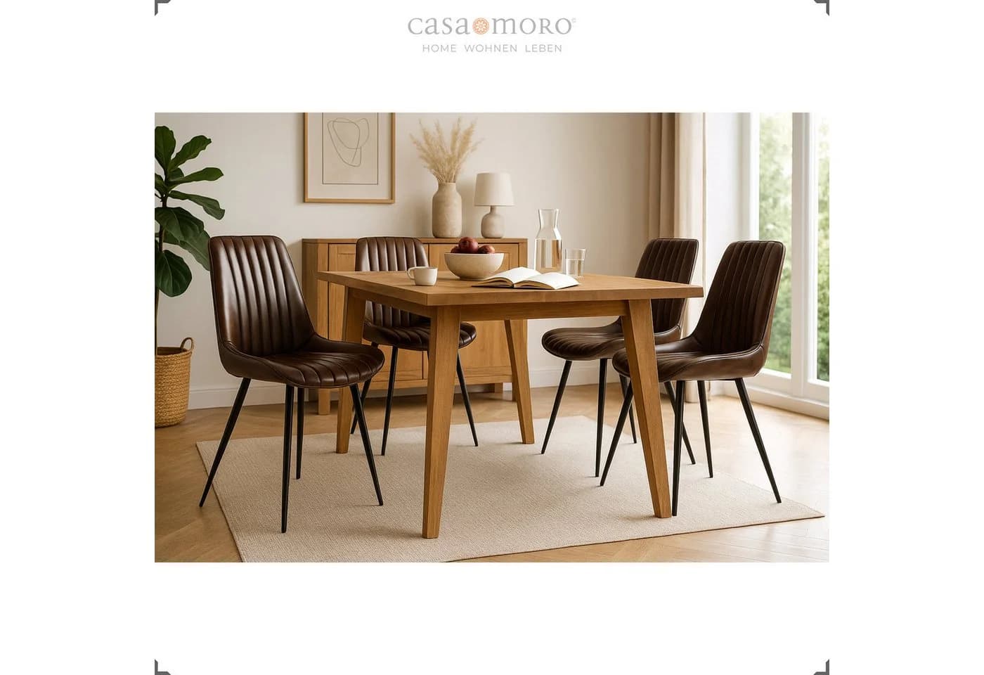 Casa Moro Esszimmerstuhl Lederstuhl Antikbraun Echtleder Metallgestell - Bild 5