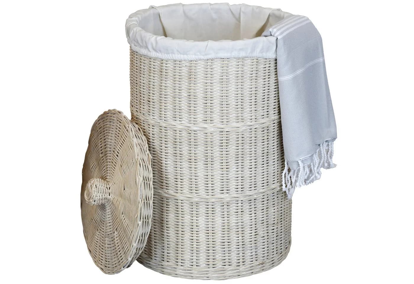 Casa Moro Wäschekorb mit Deckel Rattan 75L White Wash - Bild 2