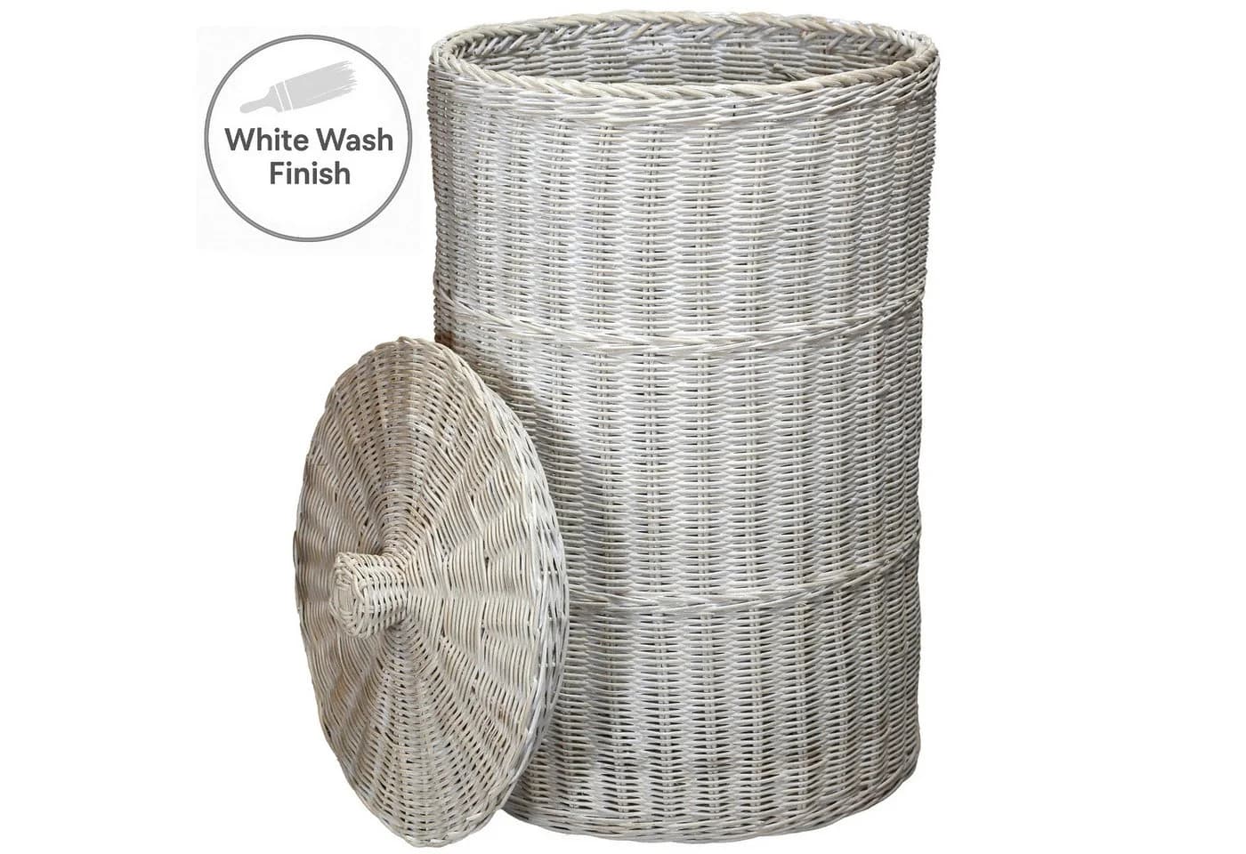 Casa Moro Wäschekorb mit Deckel Rattan 75L White Wash - Bild 5